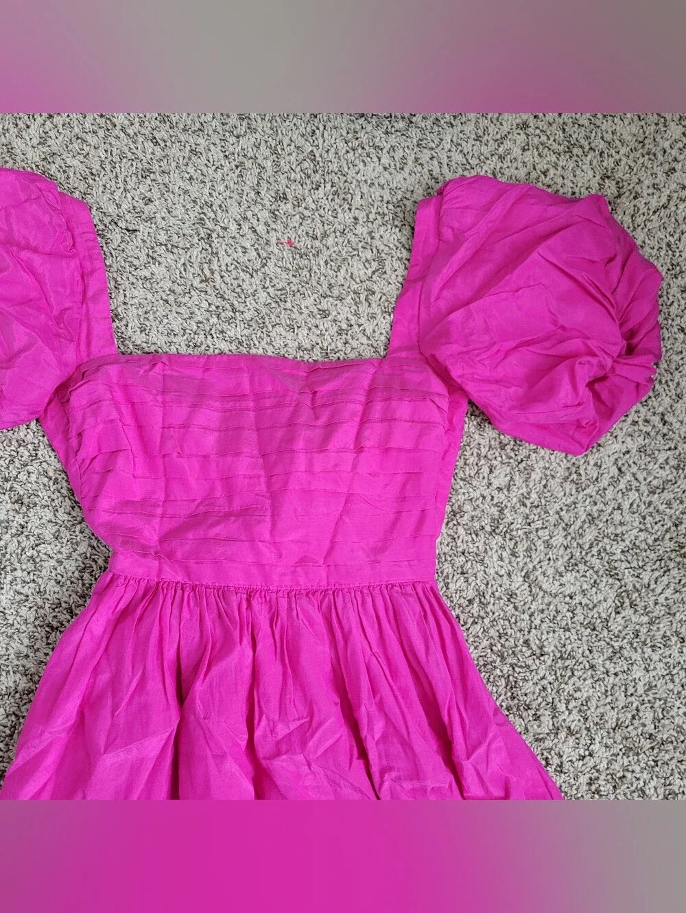 Abercrombie & Fitch Dress Pink Midi Maxi Tie Back Puff Sleeve Square Neck XS